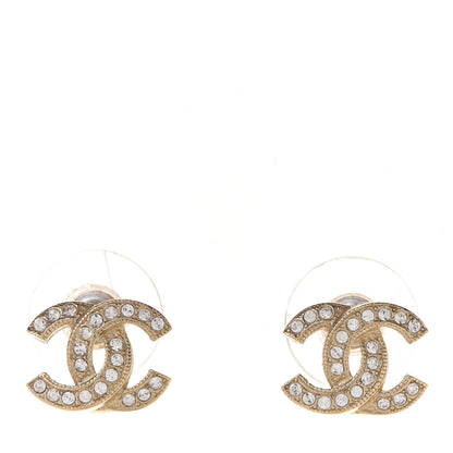 Chanel Crystal Timeless CC Earrings Light Gold 1 of 4