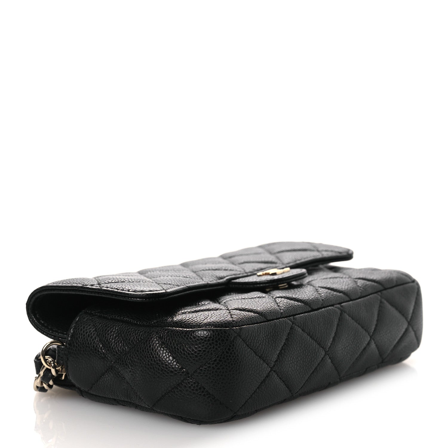 Chanel Caviar Quilted Flap Phone Holder With Chain Black 4 of 15
