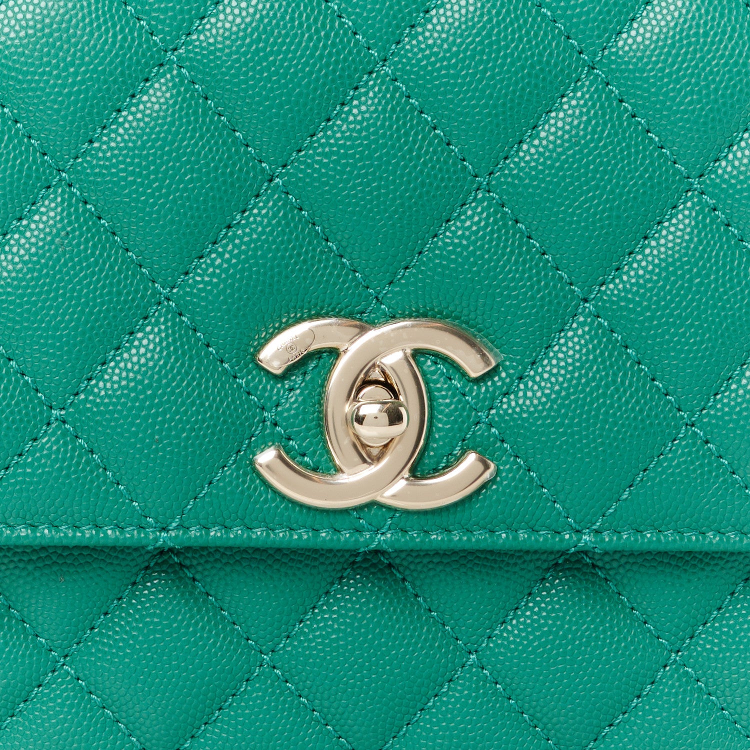 Chanel Caviar Quilted Small Coco Handle Flap Green 9 of 12