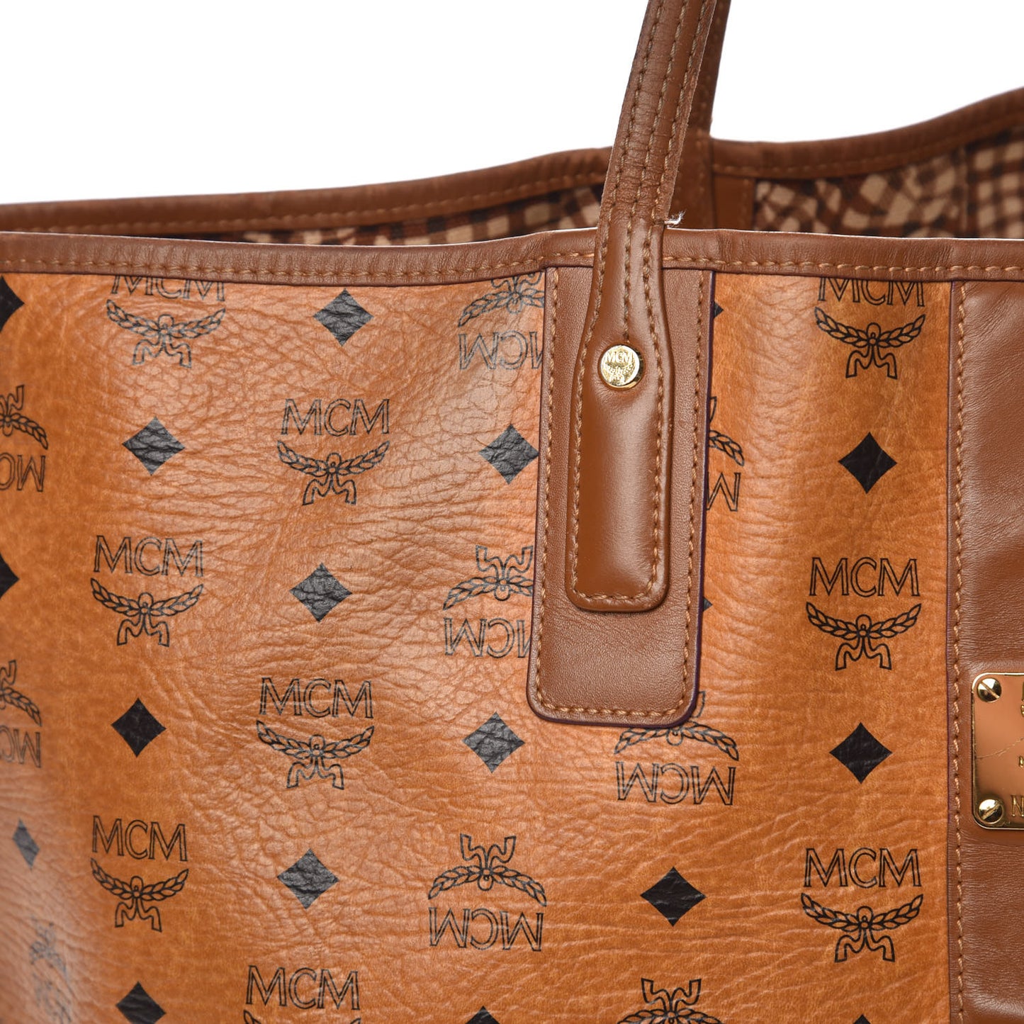 Visetos Large Liz Reversible Shopper Tote Cognac