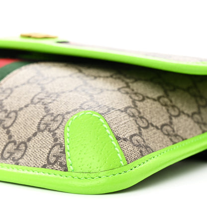 Gucci GG Supreme Monogram Web Small Ophidia Belt Bag Beige Ebony Electric Green 10 of 10