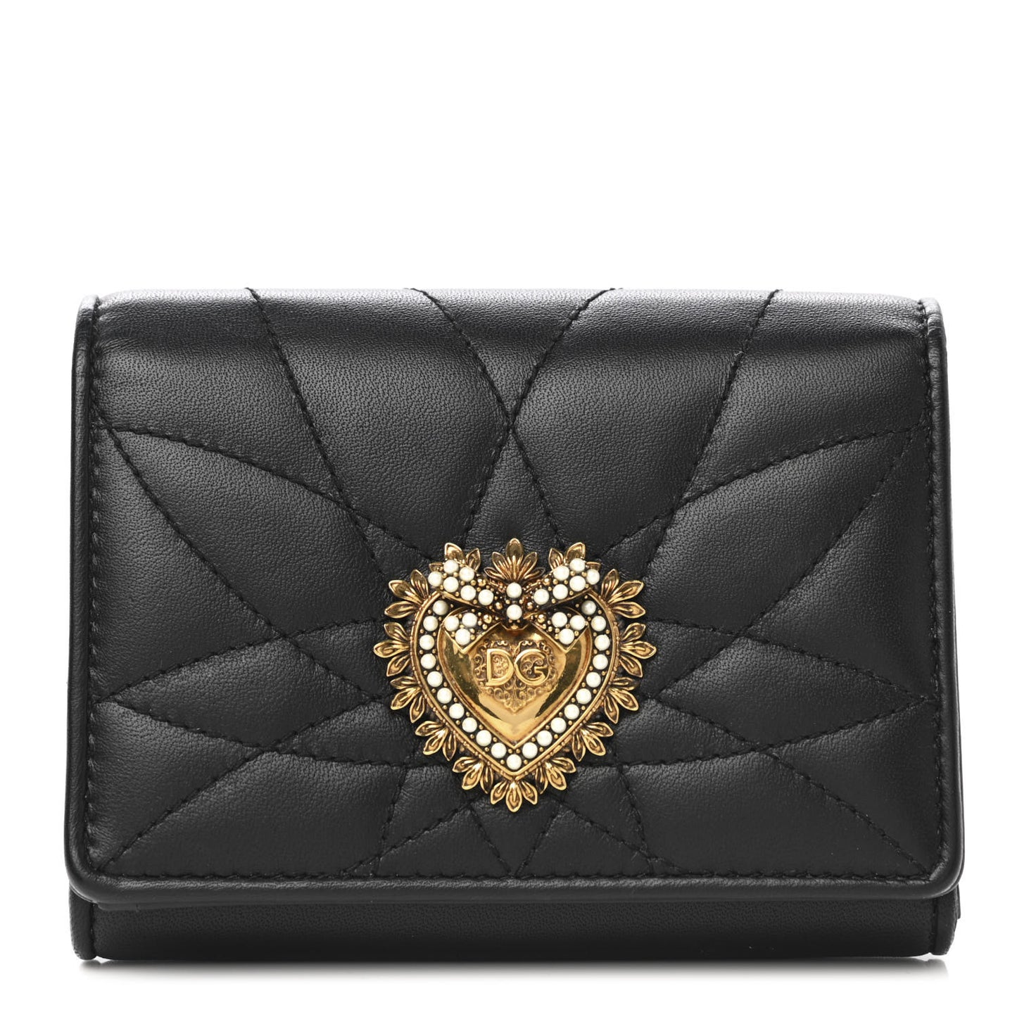 Nappa Quilted Small Devotion Continental Wallet Black
