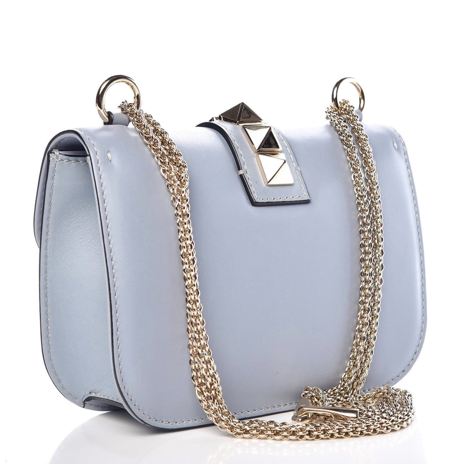 Valentino Garavani Vitello Small Glam Lock Rockstud Flap Water Sky 3 of 14