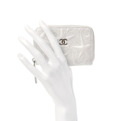 Chanel Metallic Lambskin Star Embossed Coin Purse Light Silver 2 of 8