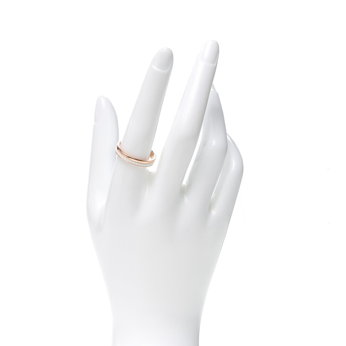 18K Pink Gold Ceramic Quatre White Edition Wedding Band Ring 59 8.75
