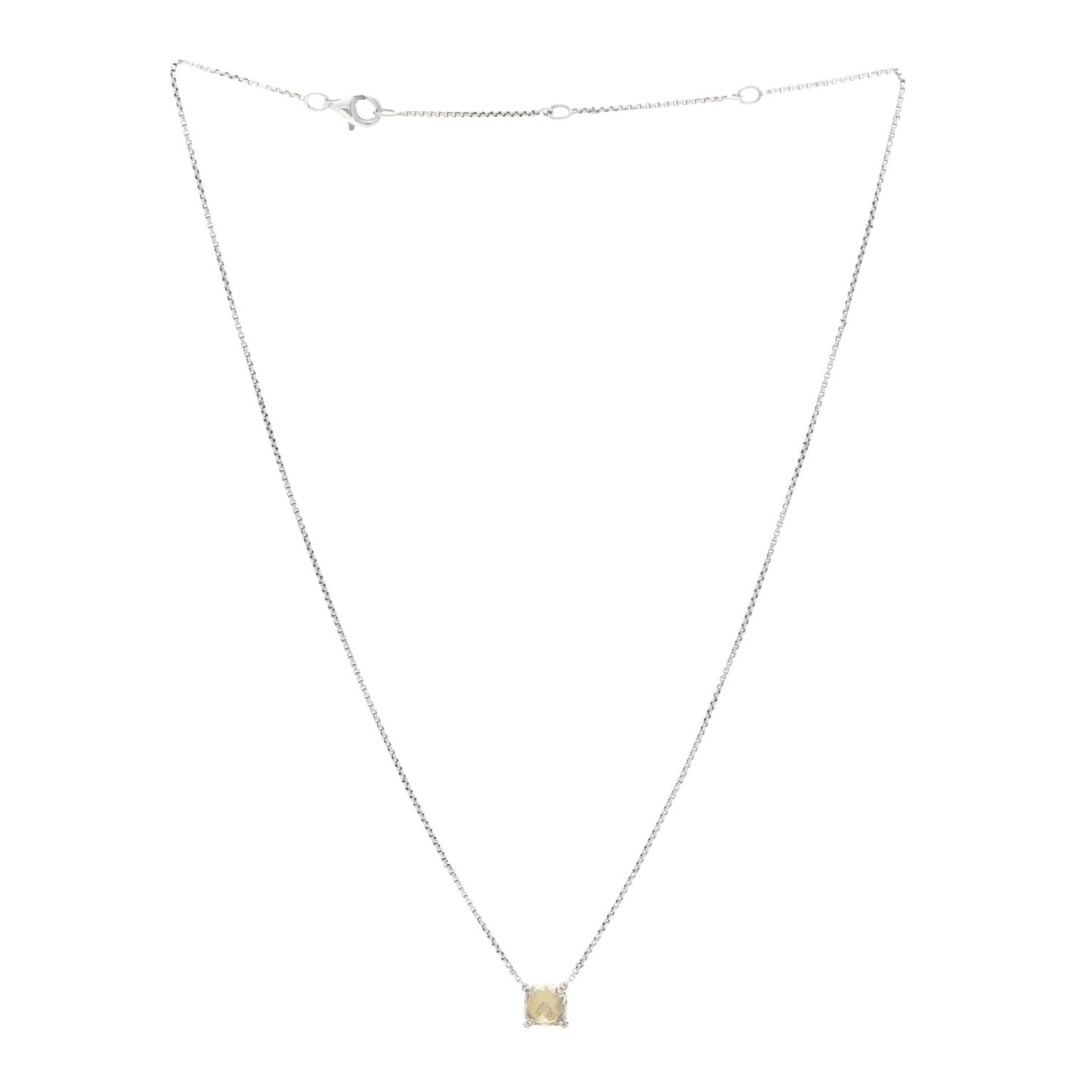Sterling Silver Diamond Prasiolite 9mm Petite Chatelaine Pendant Necklace