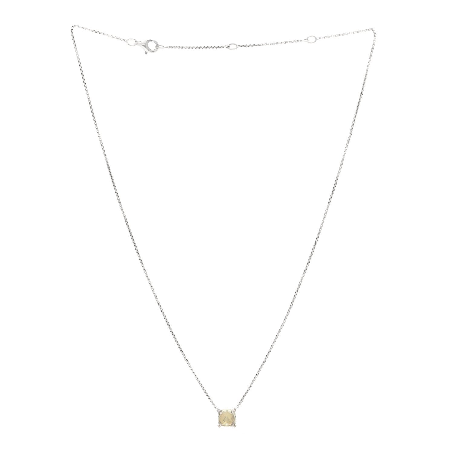 David Yurman Sterling Silver Diamond Prasiolite 9mm Petite Chatelaine Pendant Necklace 3 of 5