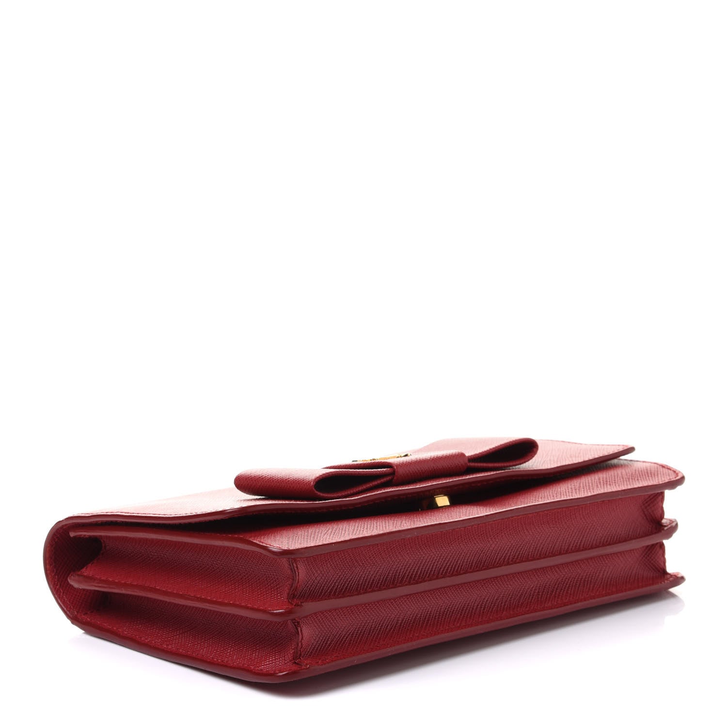 Prada Saffiano Fiocco Bow Flap Wallet Fuoco 3 of 10