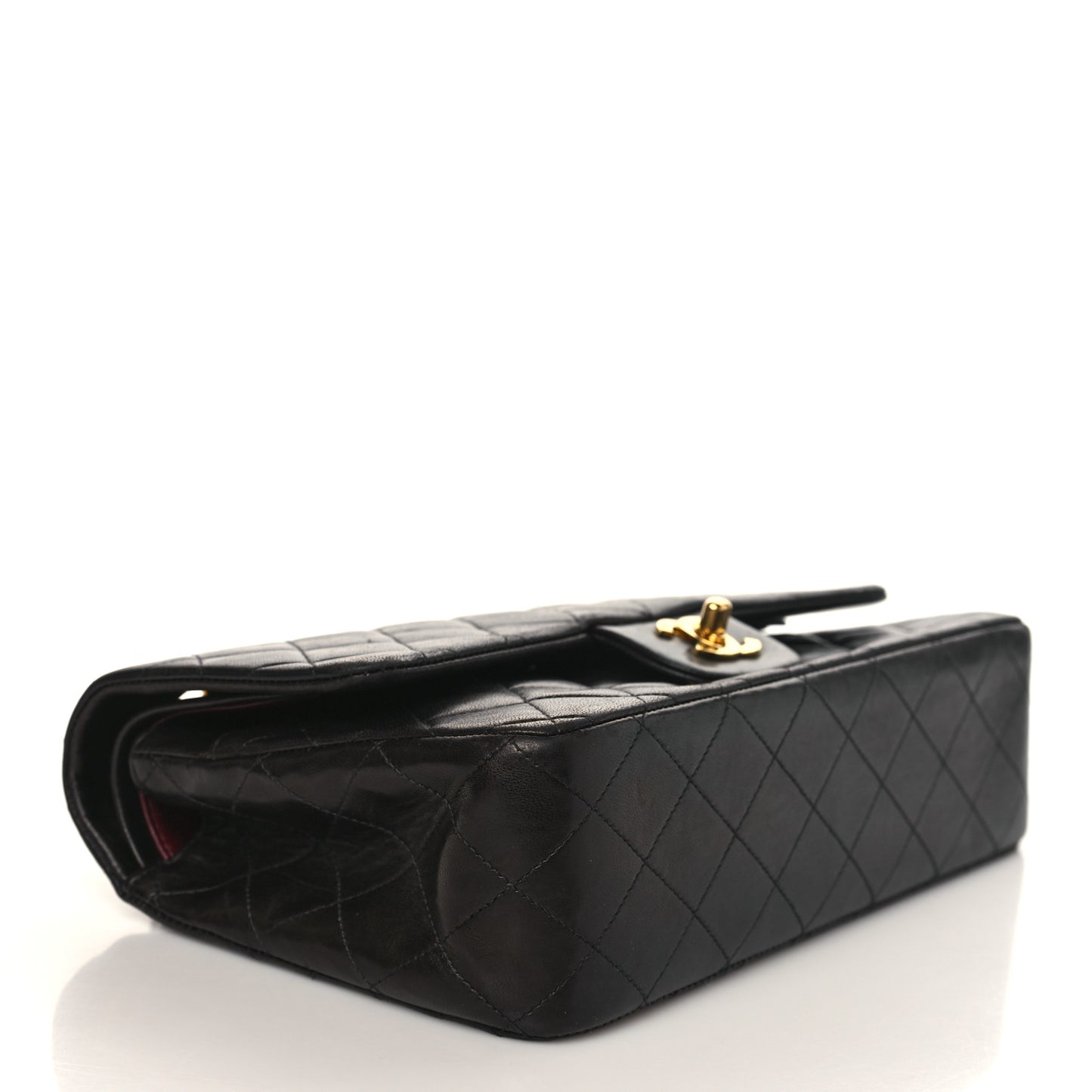 Lambskin Quilted Medium Double Flap Black