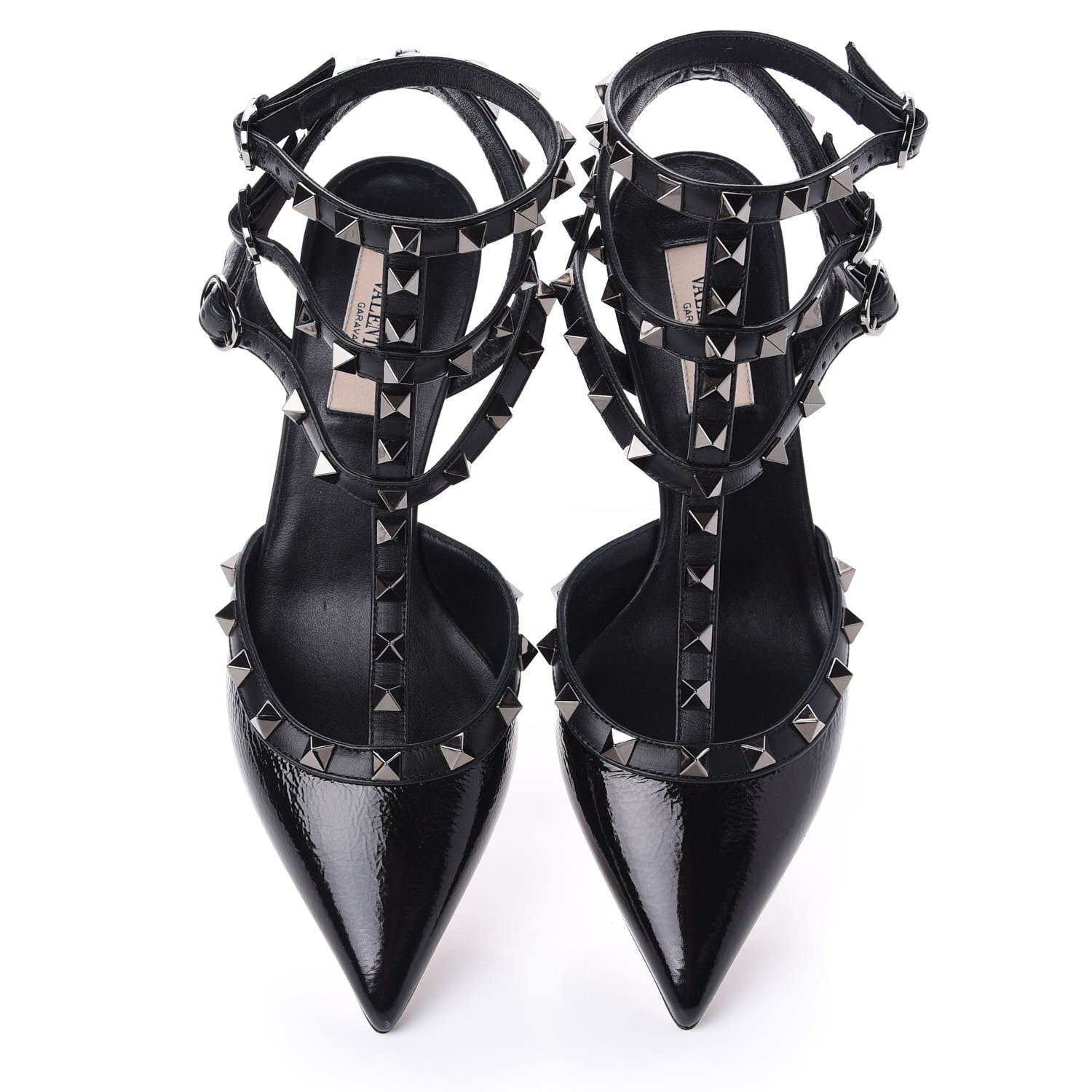 Valentino Garavani Wrinkled Patent Nappa Rockstud Ankle Strap 65mm Pumps 36.5 Black 5 of 8