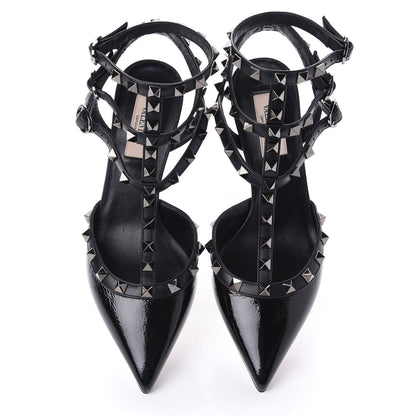 Valentino Garavani Wrinkled Patent Nappa Rockstud Ankle Strap 65mm Pumps 36.5 Black 5 of 8