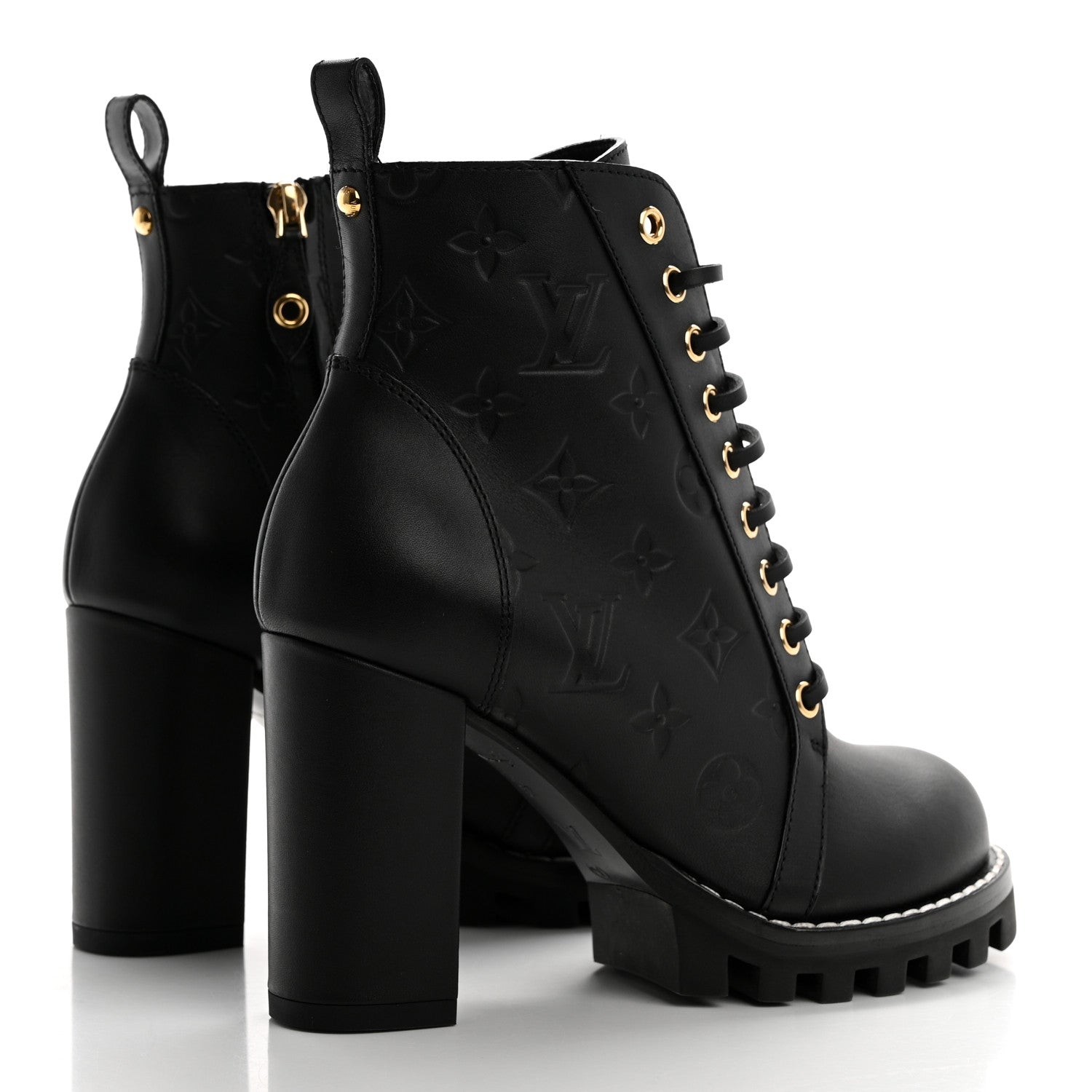Louis Vuitton Calfskin Monogram Star Trail Ankle Boots 37 Black 4 of 9