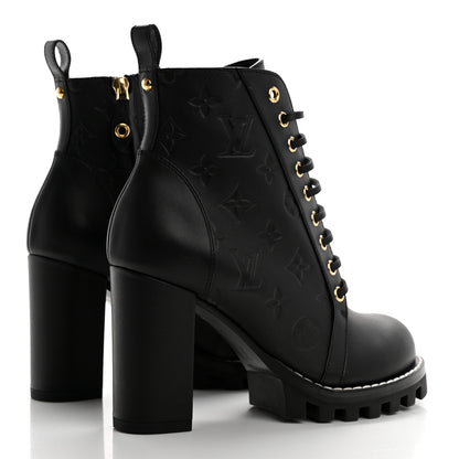Louis Vuitton Calfskin Monogram Star Trail Ankle Boots 37 Black 4 of 9