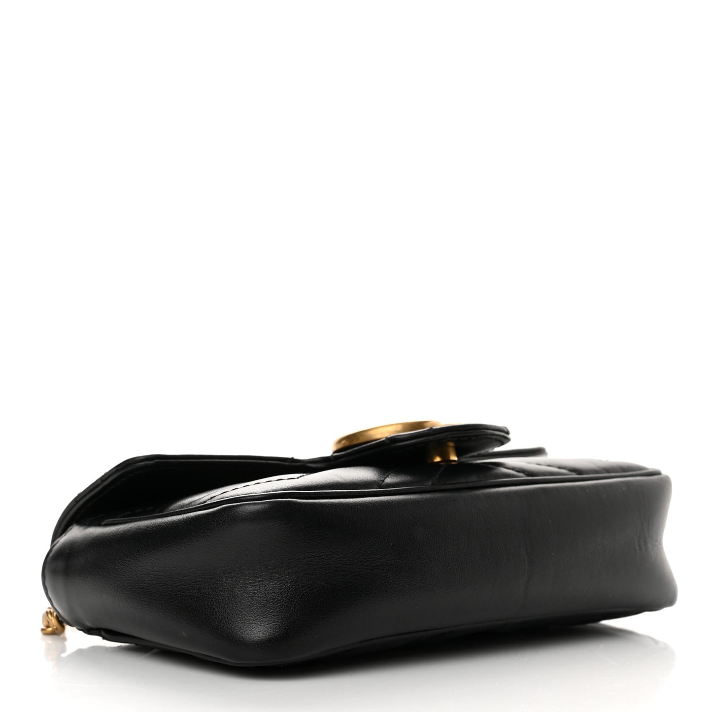 Calfskin Matelasse Super Mini GG Marmont Shoulder Bag Black