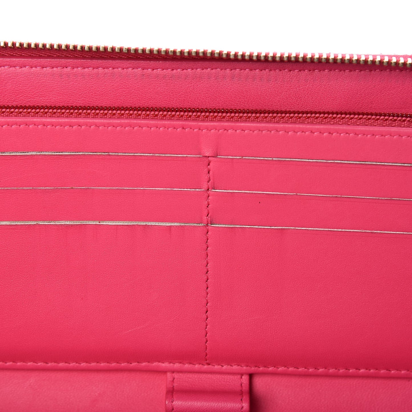 Lambskin Quilted Large Zip Around Organizer Wallet Dark Pink