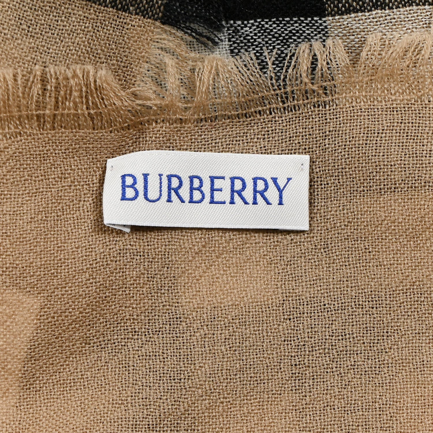 Burberry Wool Silk Gauze Giant Check Lightweight Scarf Camel 4 of 6