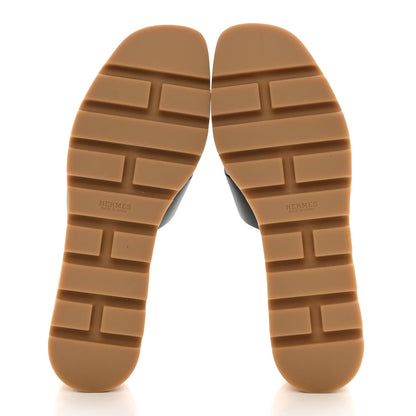 Hermes Calfskin Cork Eze 30 Sandals 40 Black 5 of 9