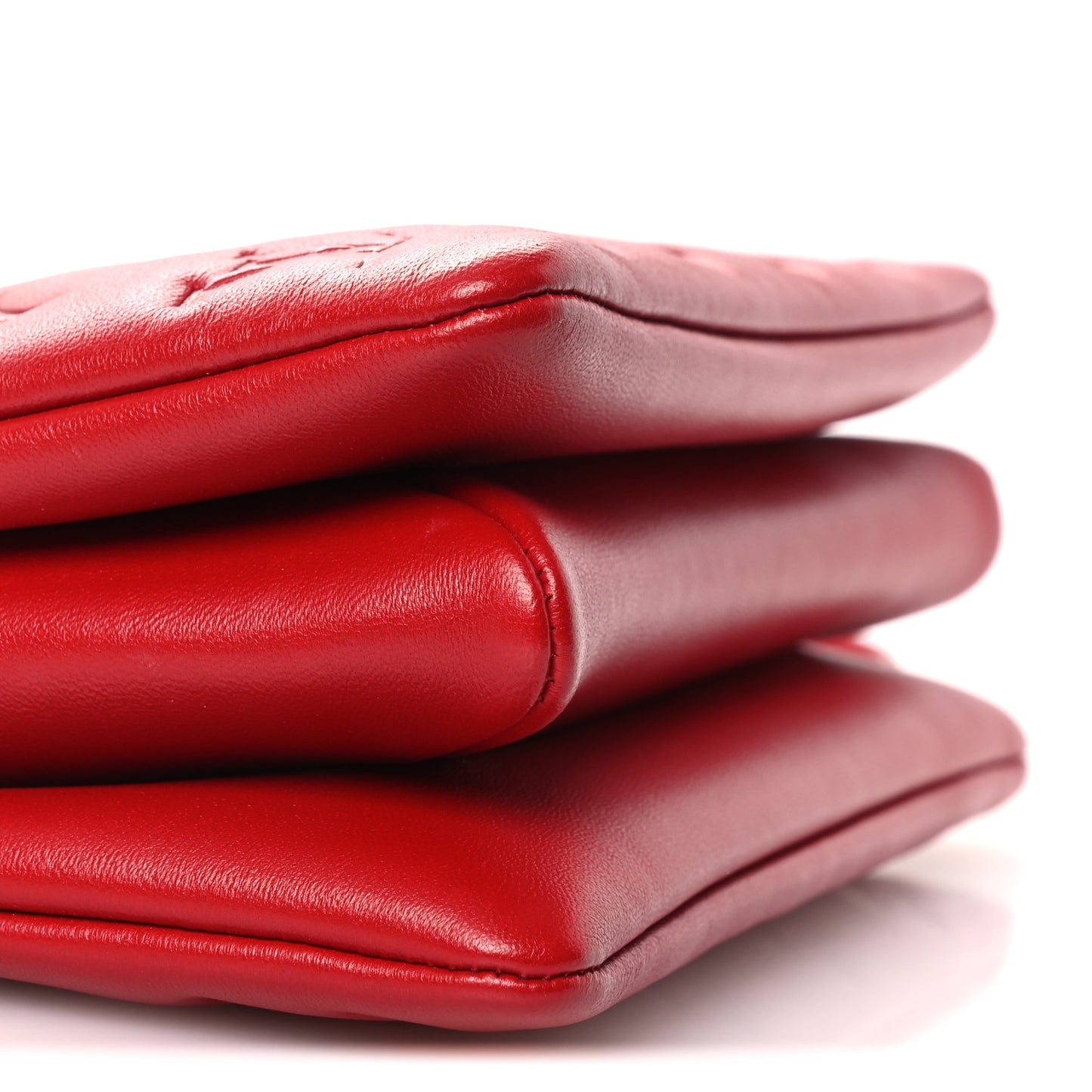 Mother of Pearl Lambskin Embossed Monogram Coussin BB Red Green
