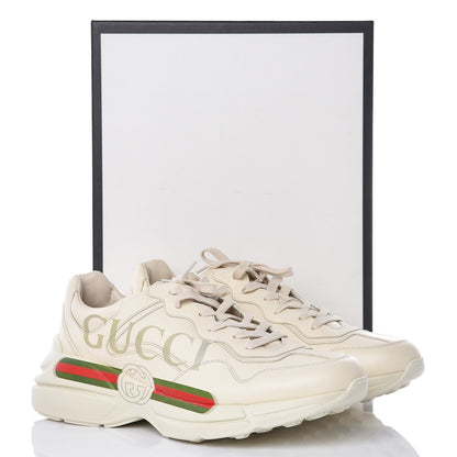 Gucci Calfskin Logo Mens Rhyton Sneakers 12 Ivory 9 of 9