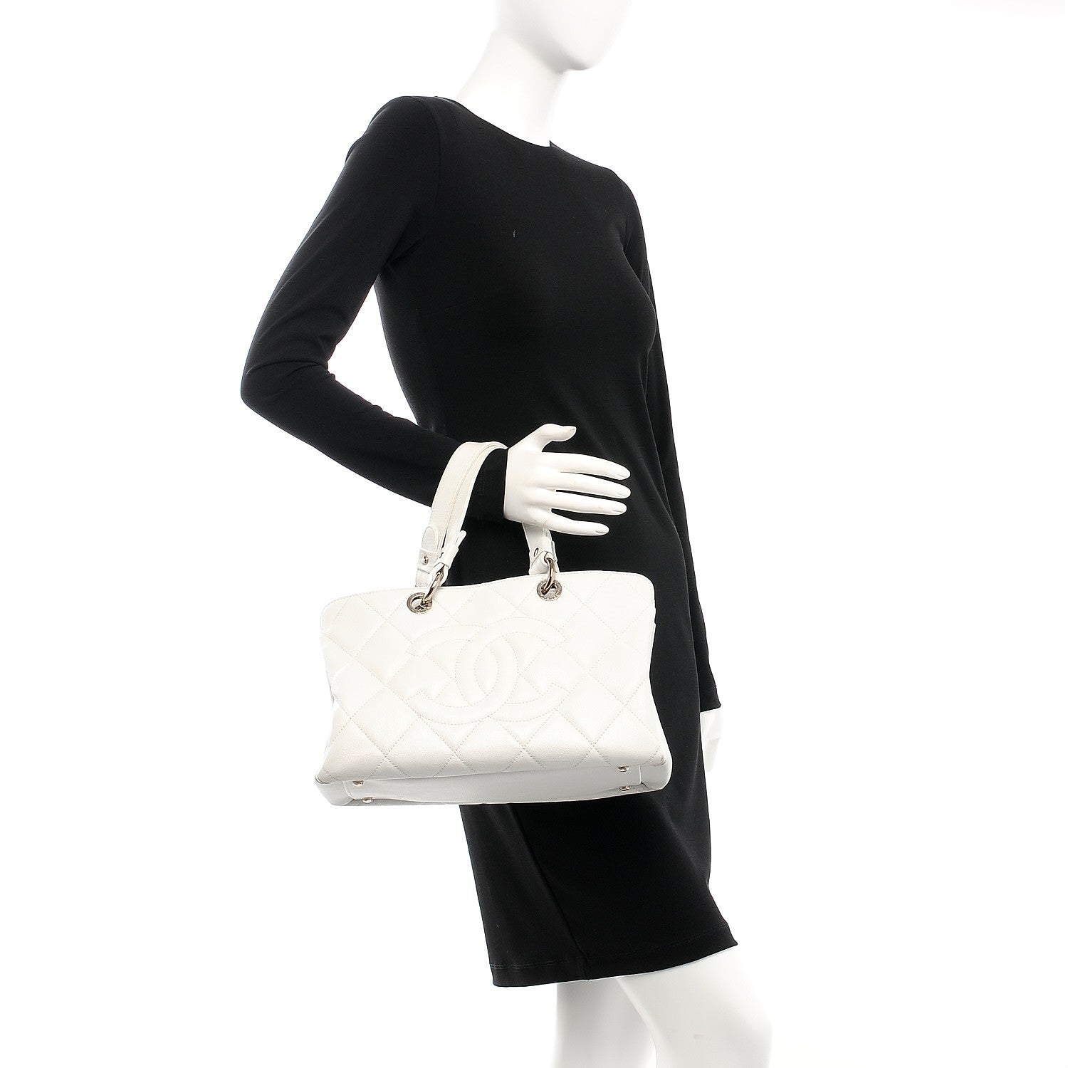Chanel Soft Caviar Quilted CC Timeless Tote White 2 of 15