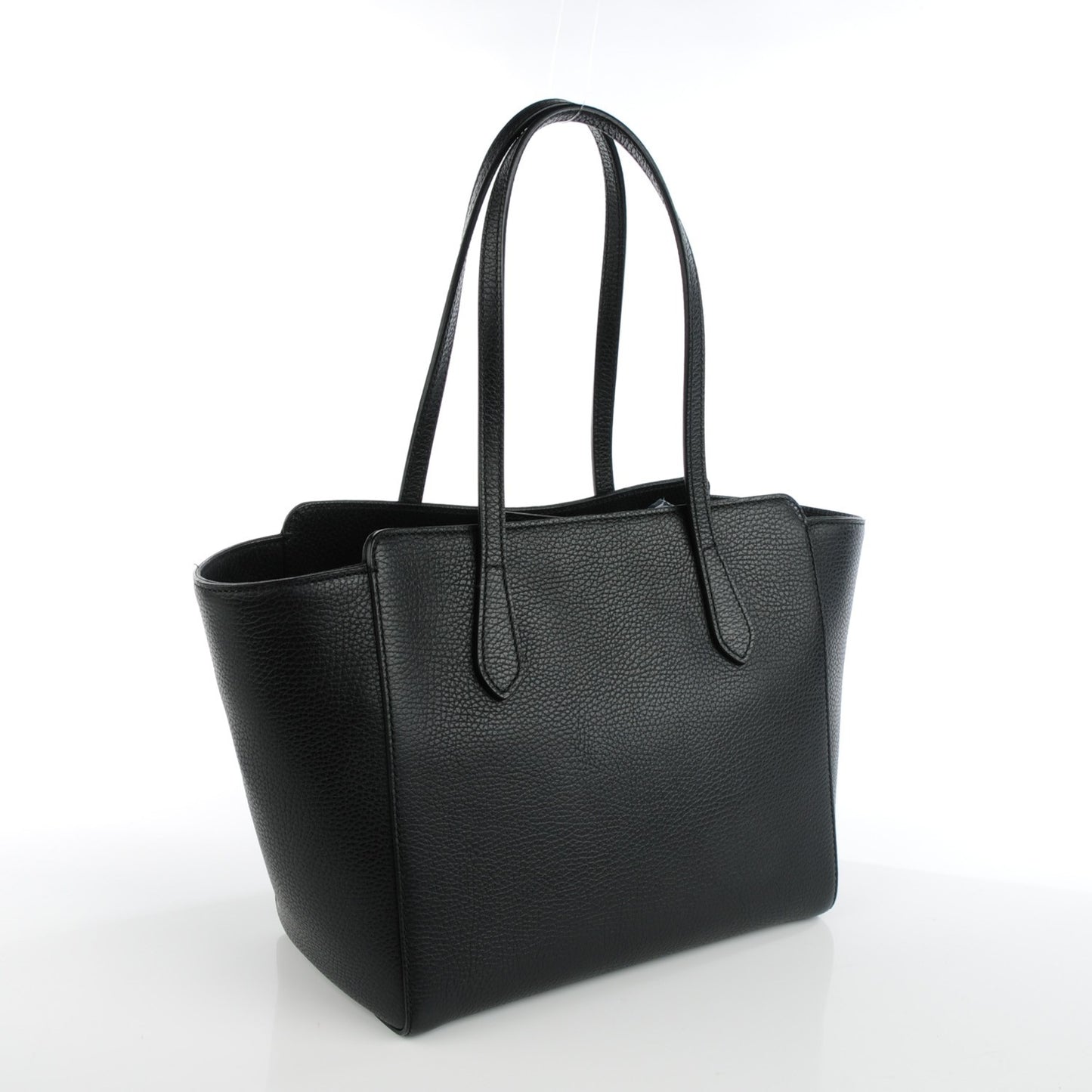Pebbled Calfskin Small Swing Tote Black