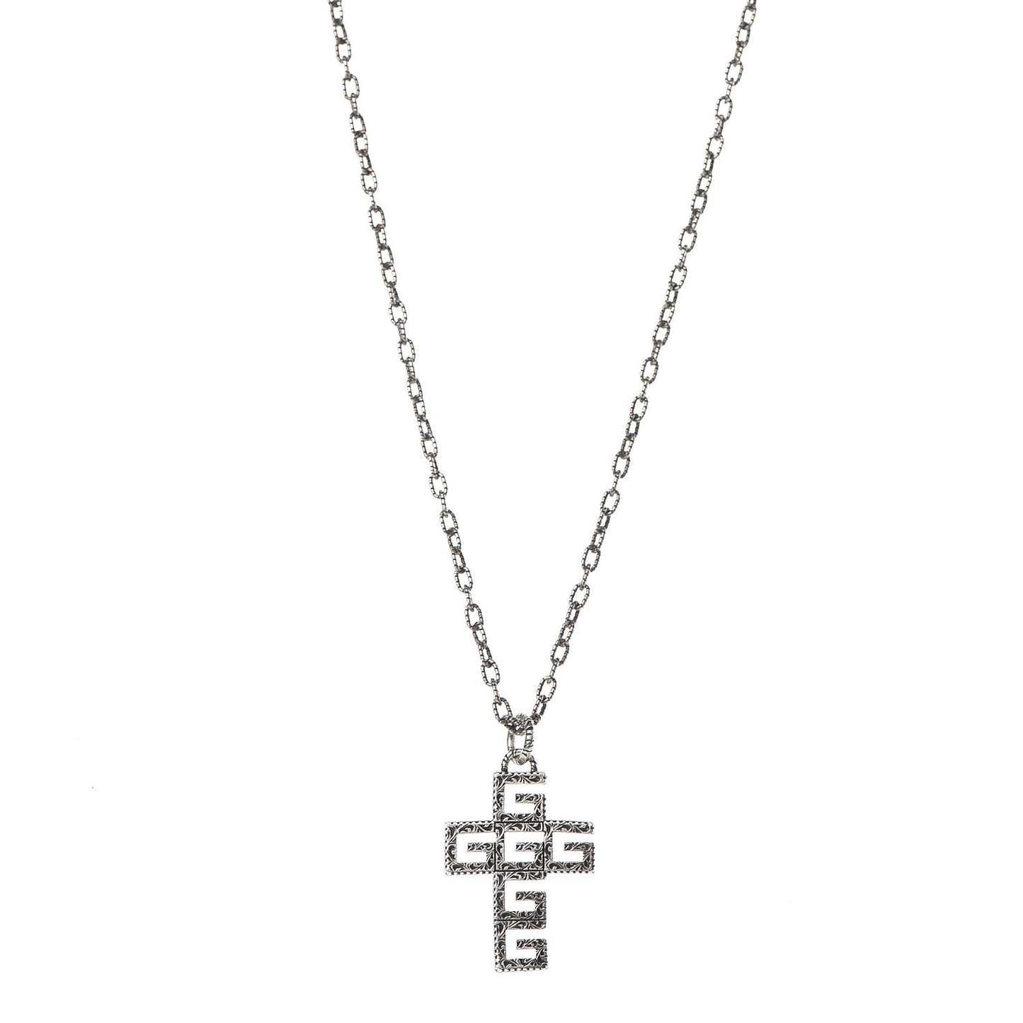 Mens G Cube Cross Necklace Silver