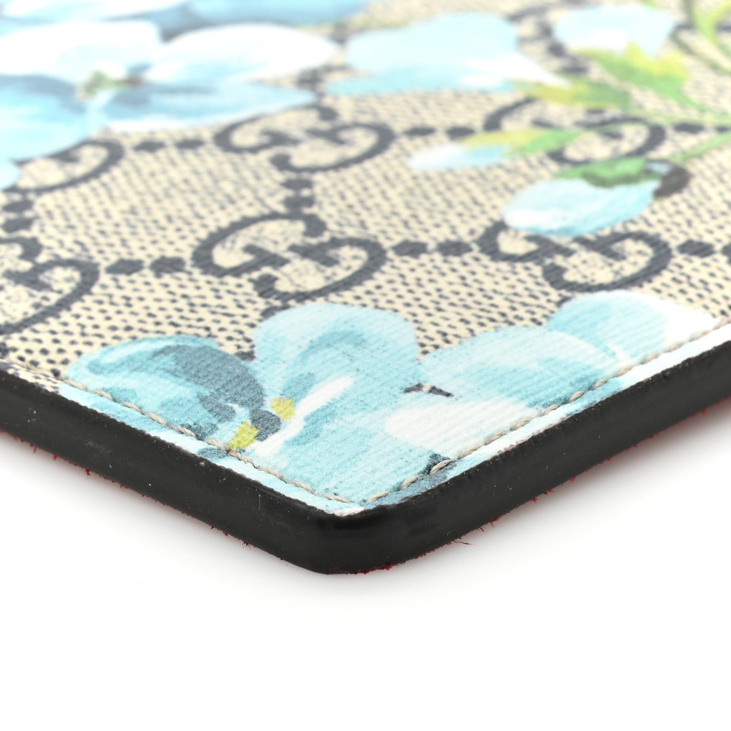 Gucci GG Supreme Monogram Blooms Suede Large Zip Pouch Blue 7 of 9