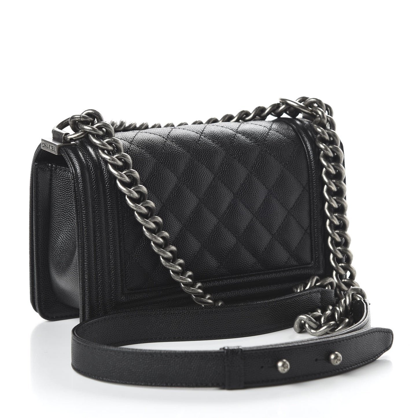 Caviar Quilted Small Boy Flap Black