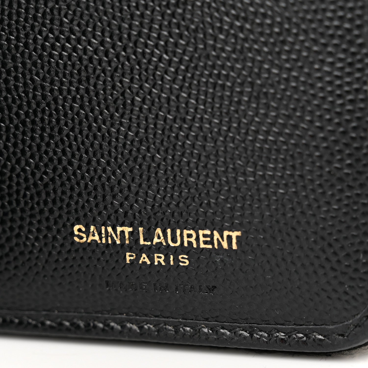 Saint Laurent Grain De Poudre Matelasse Chevron Monogram Compact Zip Around Wallet Black 7 of 8