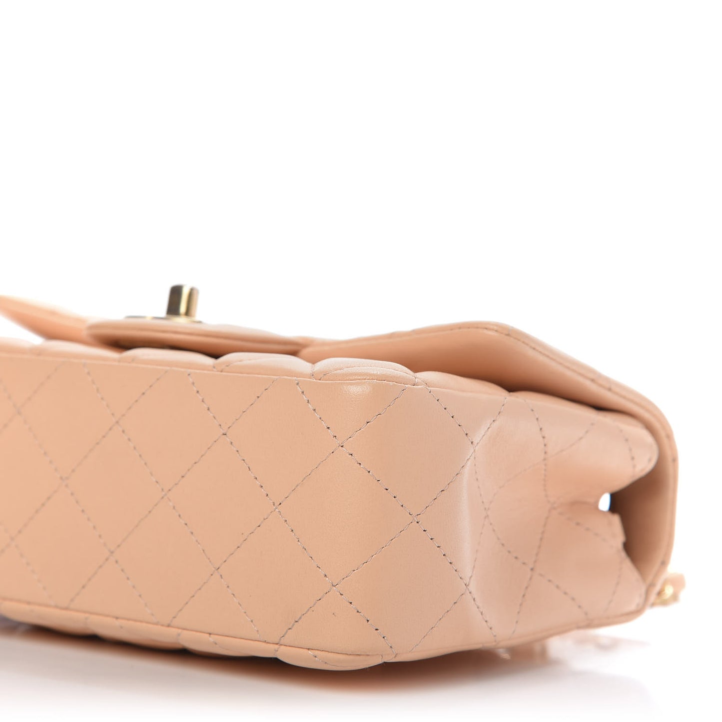 Lambskin Quilted Mini Rectangular Flap Beige