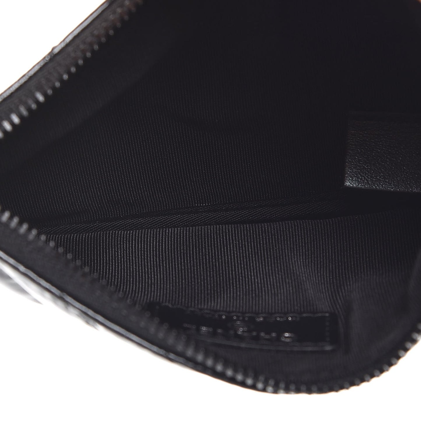 Patent Metallic Crumpled Calfskin Chevron Quilted Cosmetic Case So Black