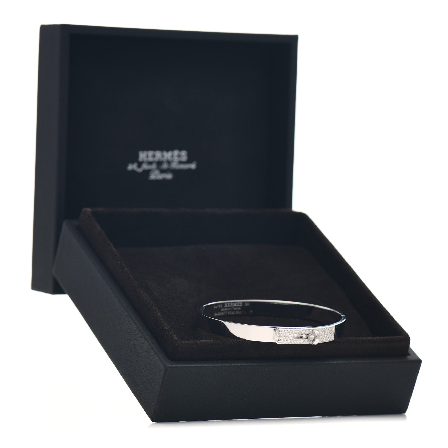Hermes 18K White Gold Diamond PM Kelly Pave Bracelet SH 5 of 5