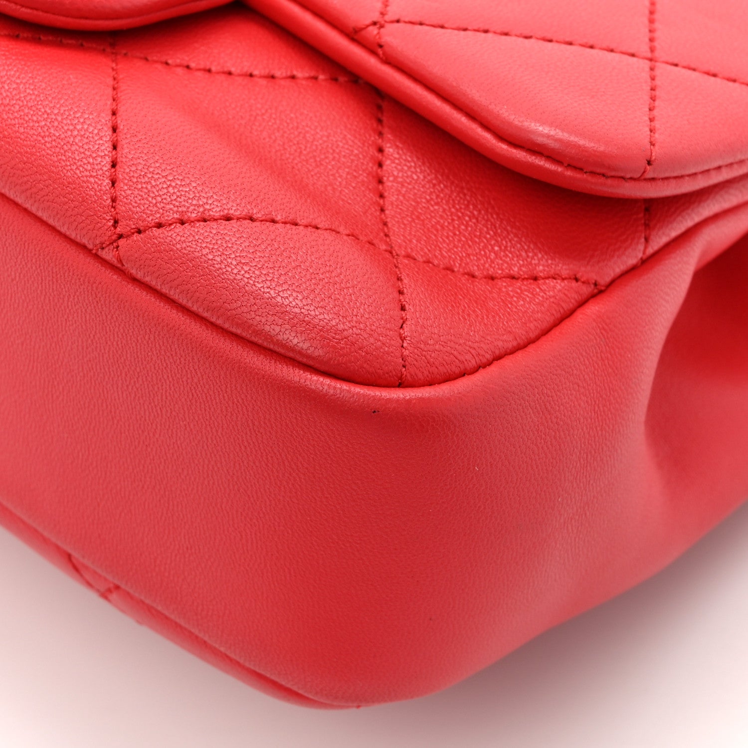 Chanel Lambskin Quilted Small Circular Handle Bag Brilliant Rouge 12 of 15