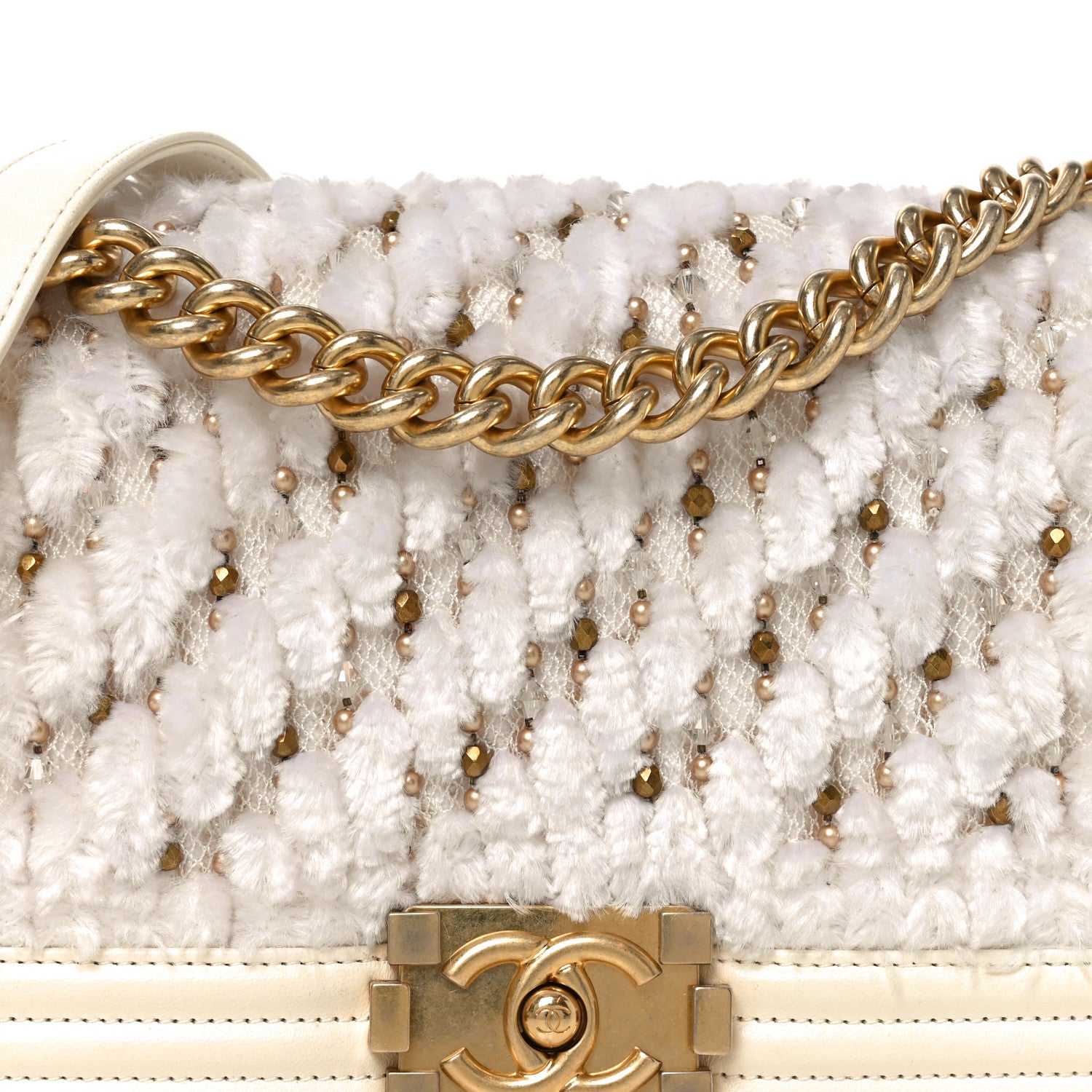 Chanel Lambskin Tulle Embroidered Medium Boy Flap White 8 of 11