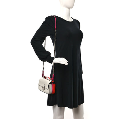 Fendi Vitello Dolce Nappa Flowerland Tri-Color Micro Double Baguette Fuxia White Ice Papavero 2 of 10