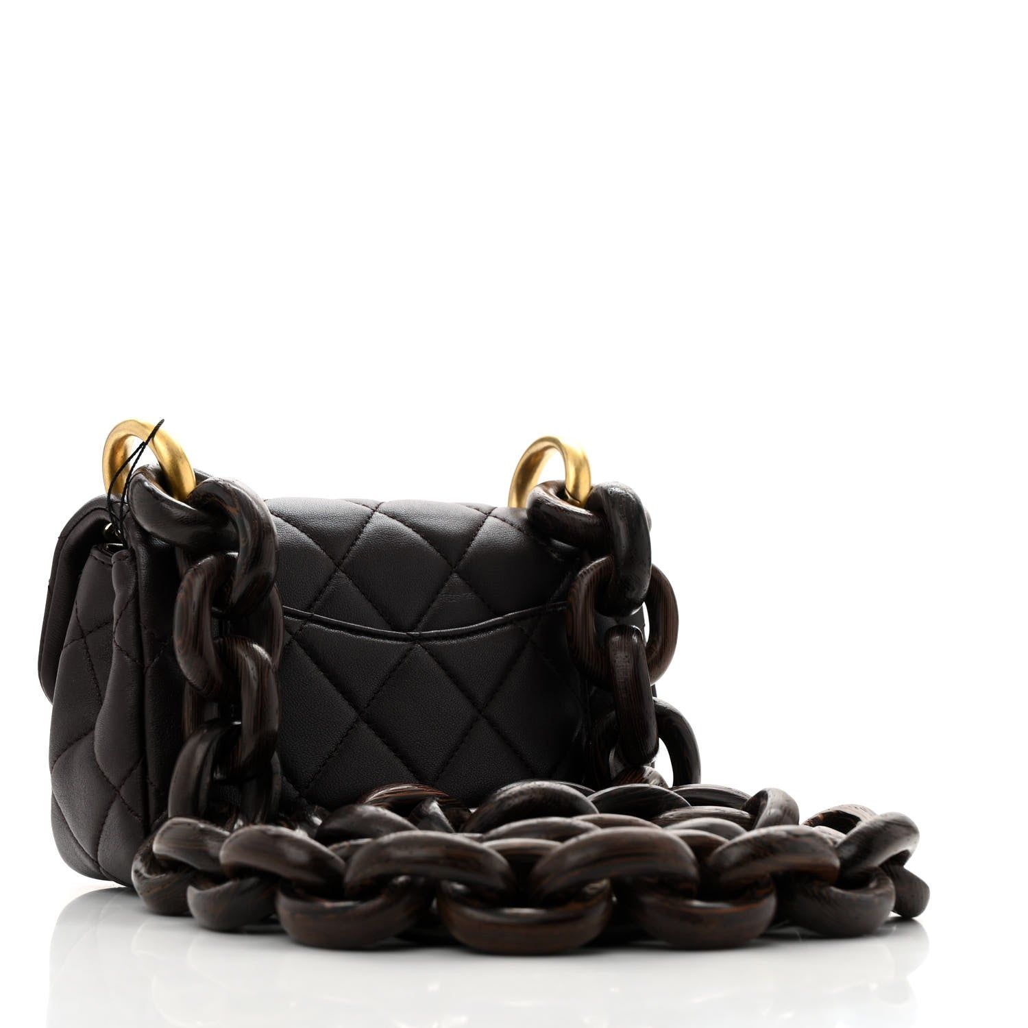 Chanel Lambskin Wenge Quilted Mini Fashion Wood Square Flap Dark Purple 3 of 10
