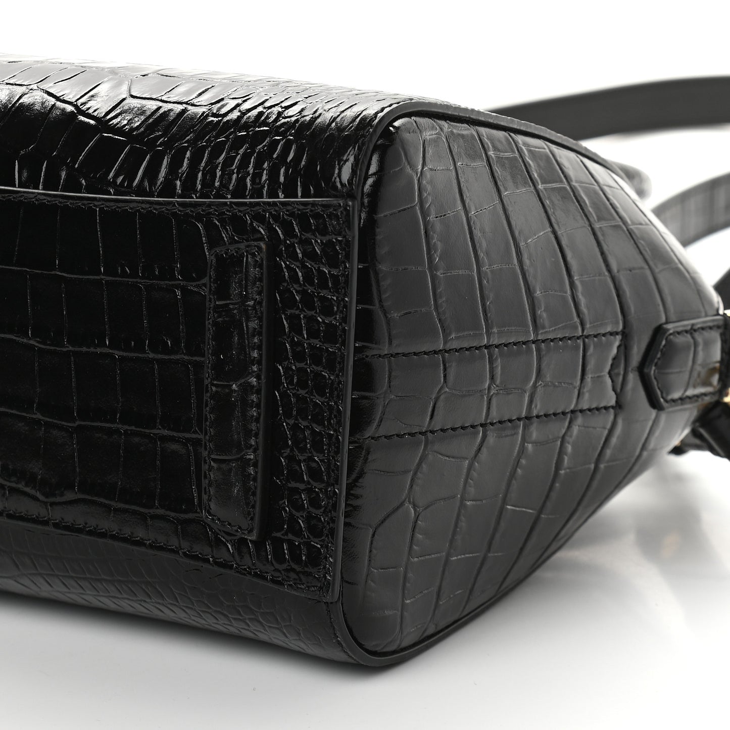 Calfskin Crocodile Embossed Mini Antigona Black