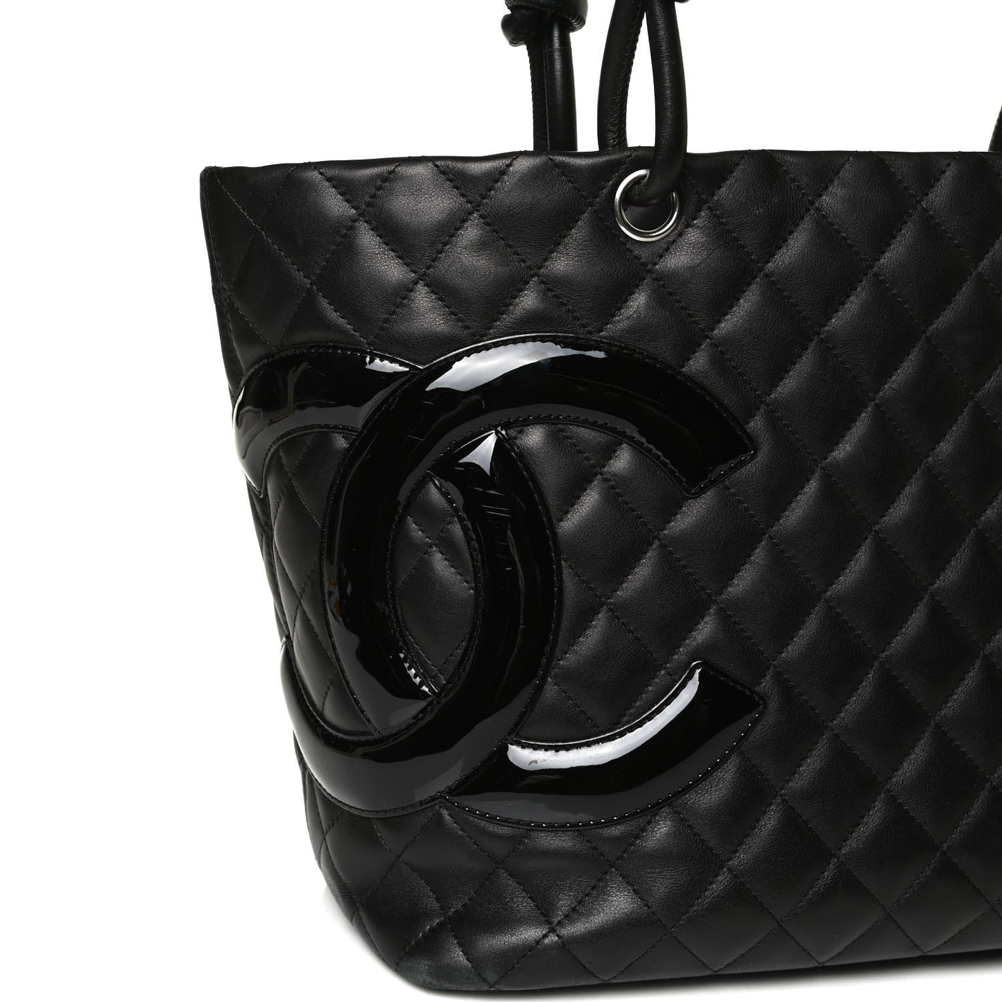 Calfskin Quilted Large Cambon Tote Black