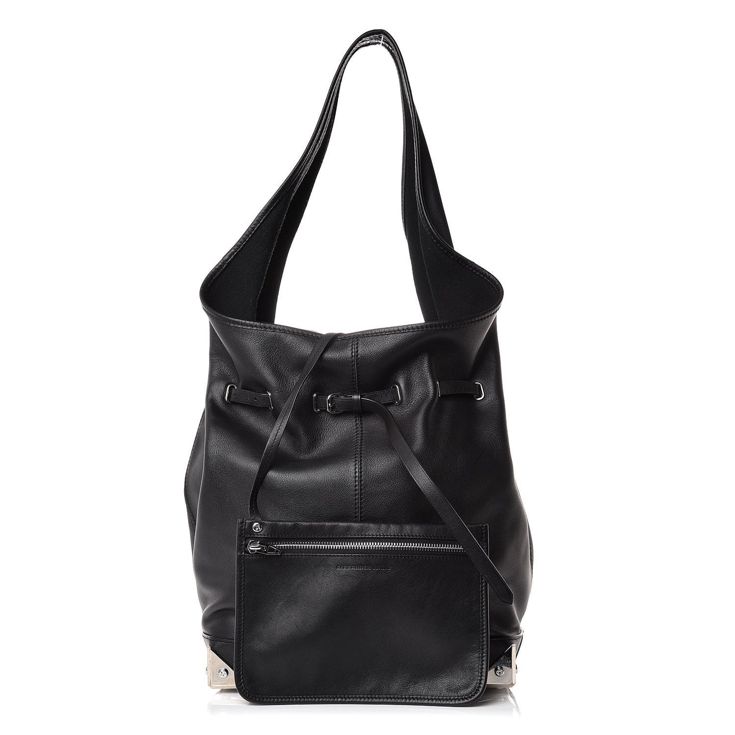 Calfskin Robyn Drawstring Hobo Black