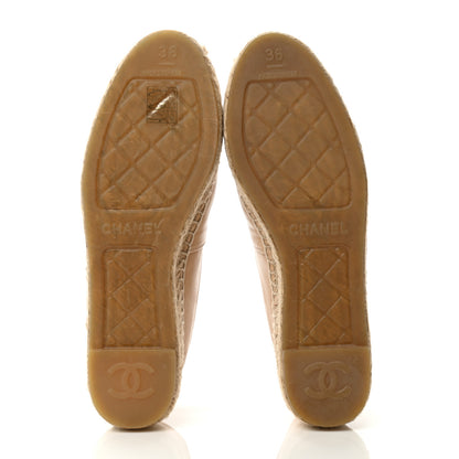 Chanel Lambskin CC Espadrilles 36 Beige Black 5 of 11
