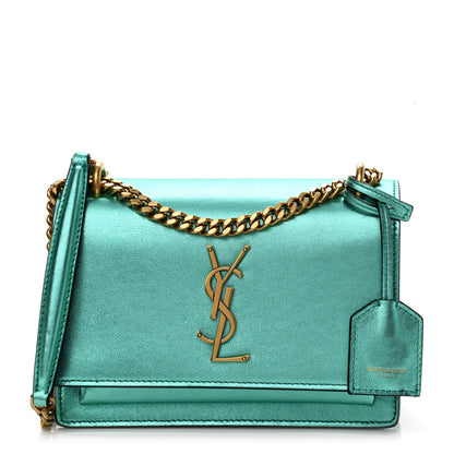 Saint Laurent Metallic Calfskin Small Monogram Sunset Chlorophille 1 of 11