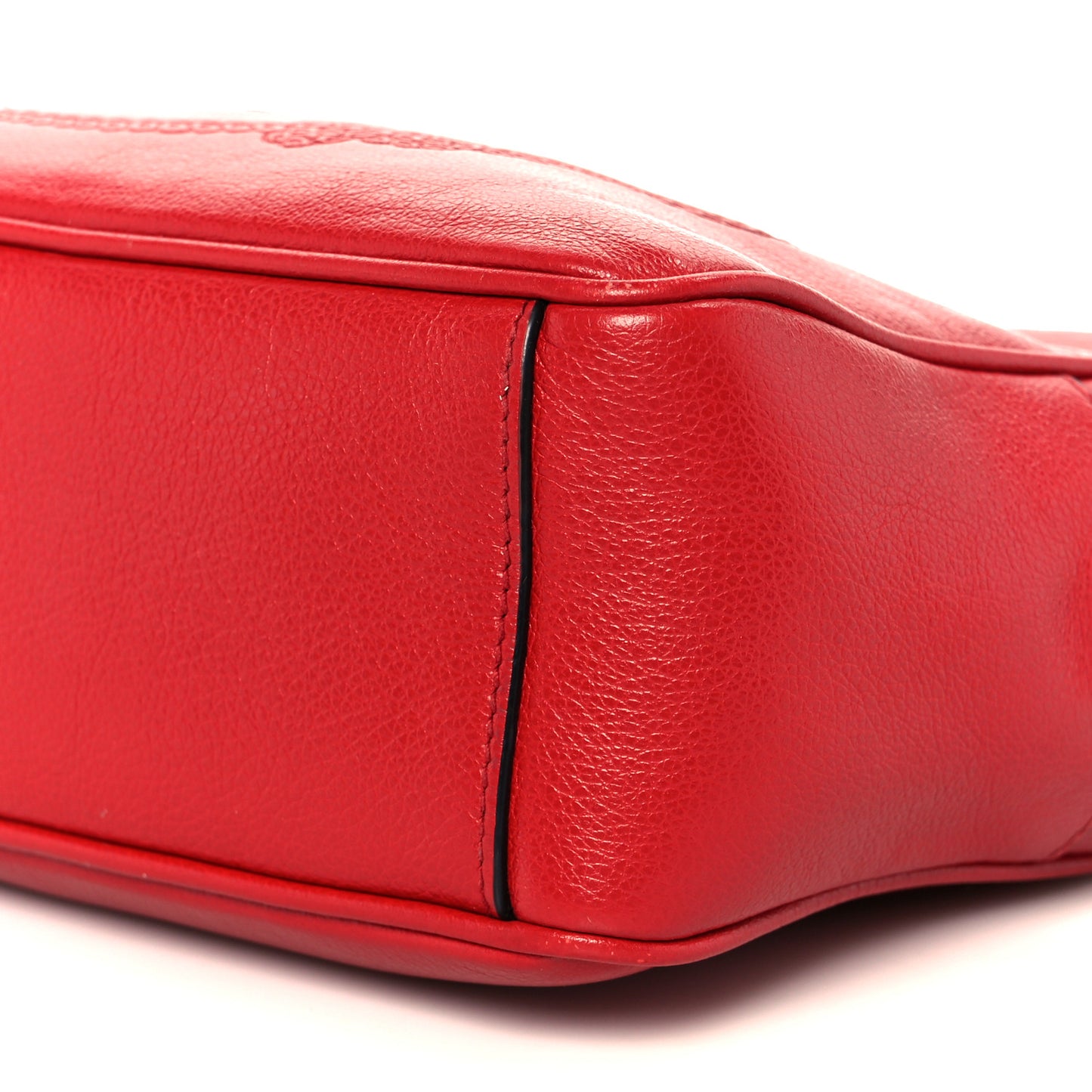 Glace Calfskin Embossed Logo Crossbody Red
