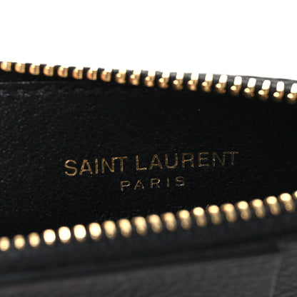 Saint Laurent Grained Calfskin Monogram 5 Fragments Zip Pouch Card Holder Black 6 of 7