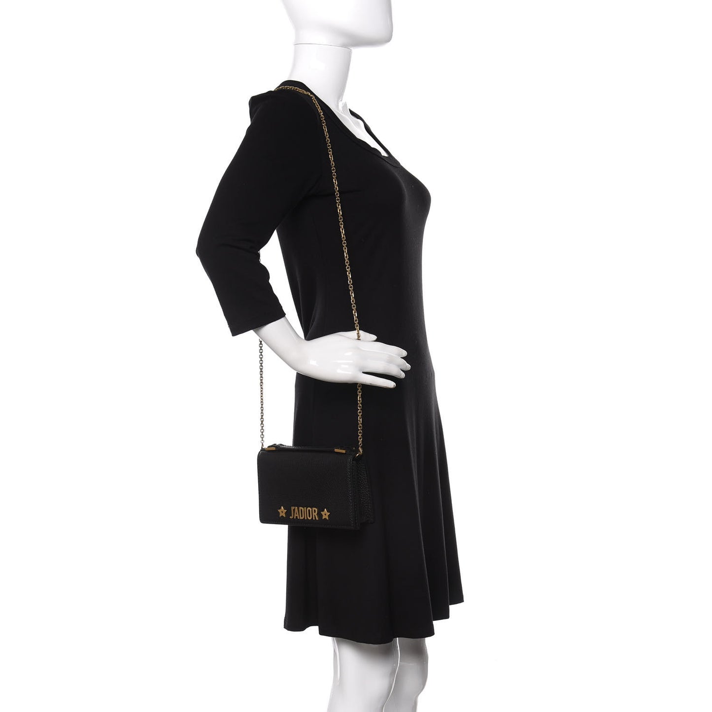 Grained Calfskin J'adior Clutch Black