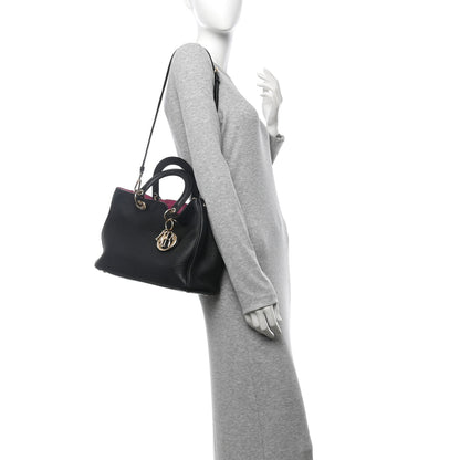 Christian Dior Bullcalf Medium Diorissimo Tote Black Rose Indien 2 of 10