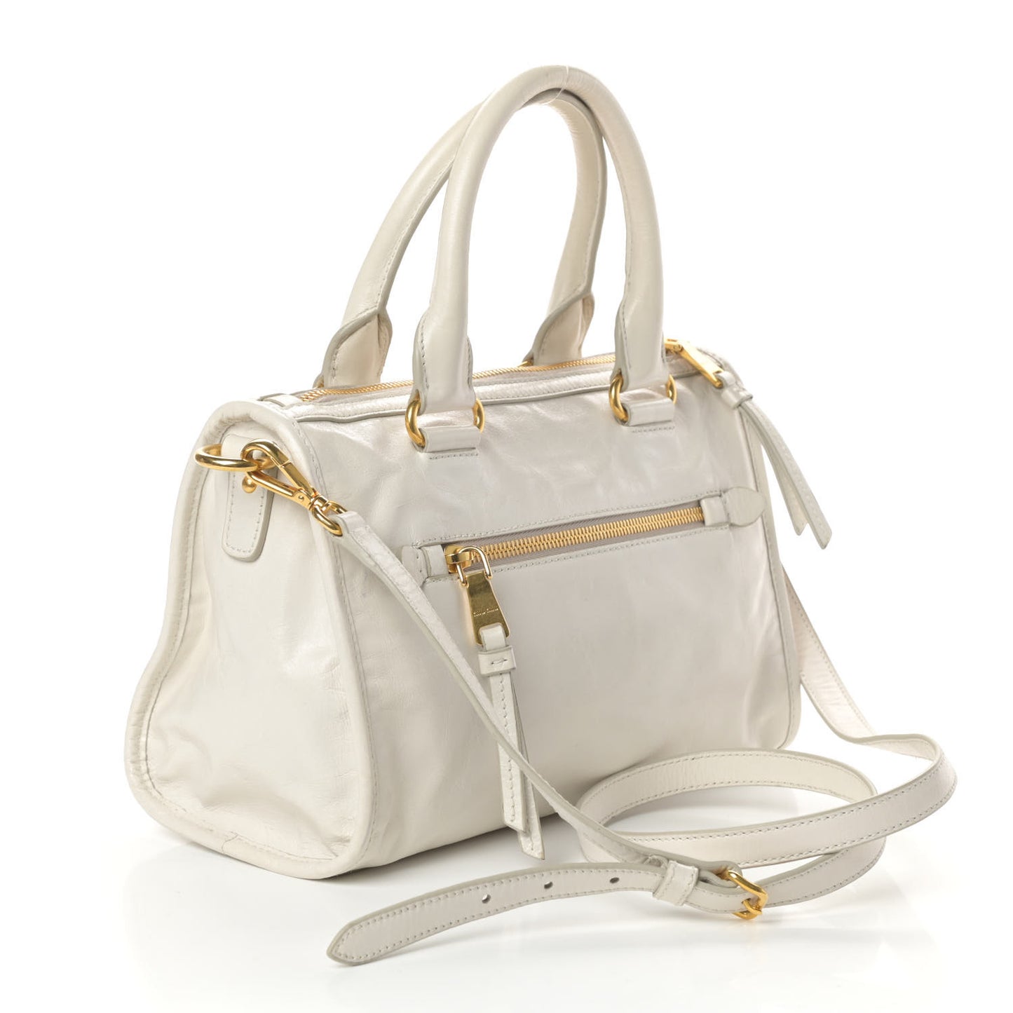 Vitello Shine Zip Tote Talco