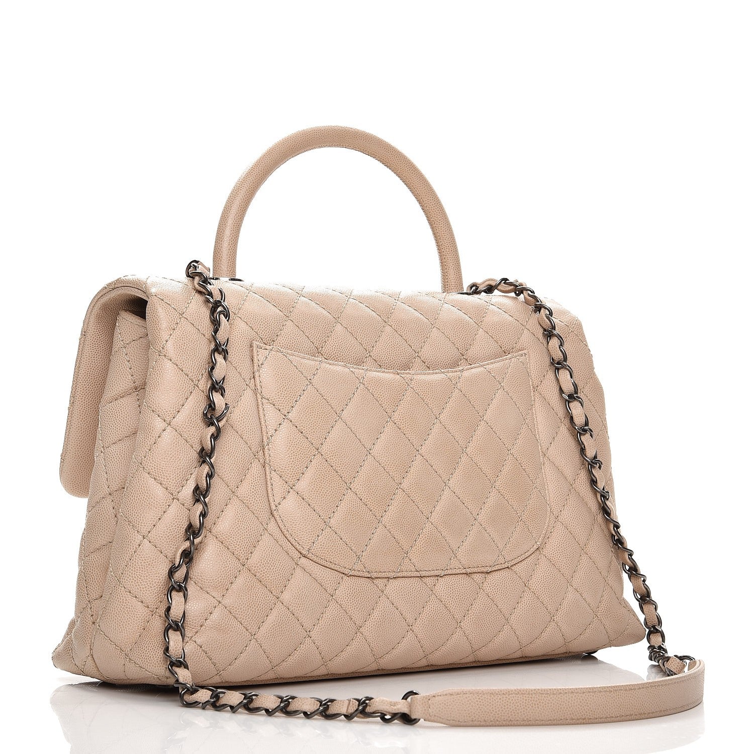 Chanel Caviar Quilted Medium Coco Handle Flap Light Beige 4 of 12