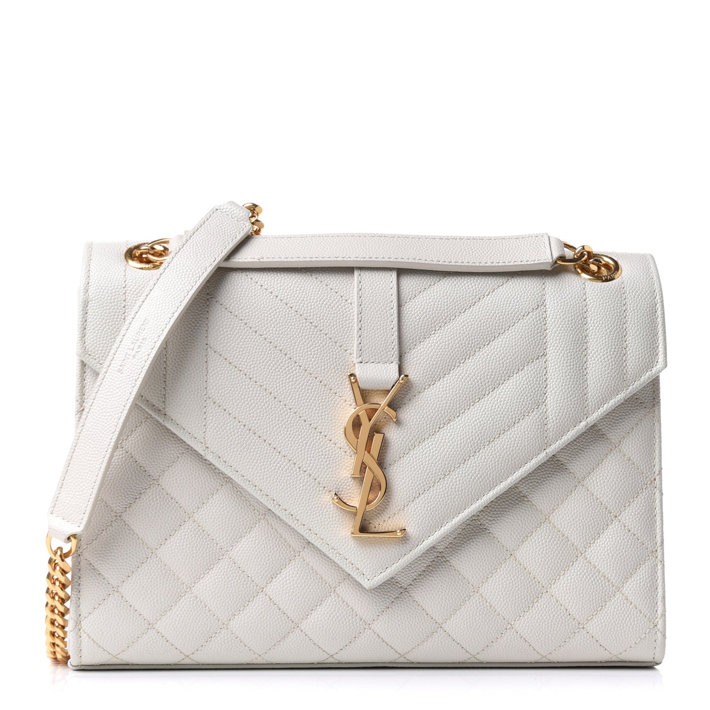 Grain De Poudre Textured Mixed Matelasse Medium Triquilt Monogram Satchel Crema Soft