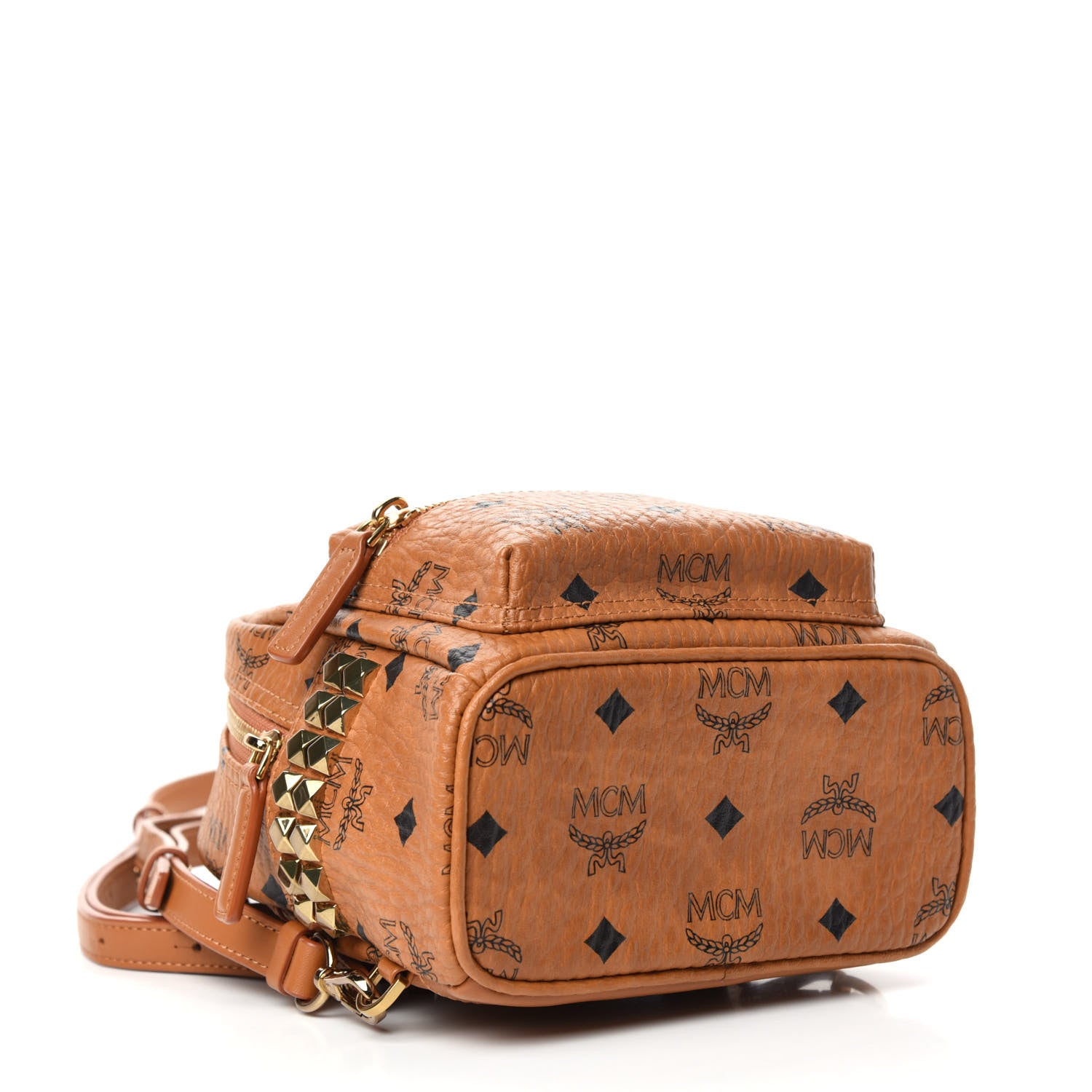 MCM Visetos Side Stud X-Mini Stark Bebe Boo Backpack Cognac 4 of 9