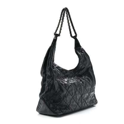 Chanel Aged Calfskin Quilted Coco Supple Hobo Black 2 of 10